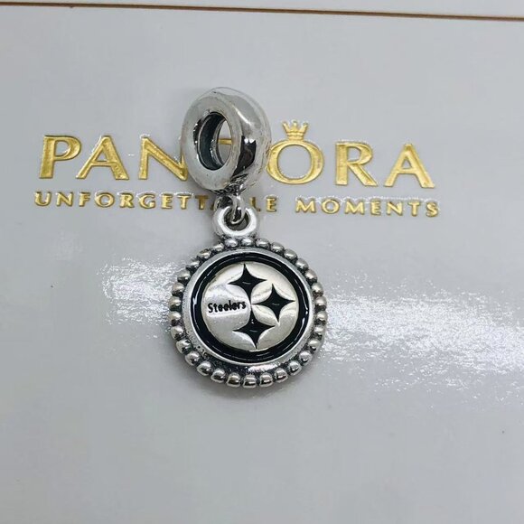 🌞📖Pandora Pittsburgh Steelers Dangle Charm Football Charm - Picture 1 of 4